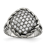 Sophia Jewelers Stainless Steel CZ Fashion Ring with Polished Antiqued Finish